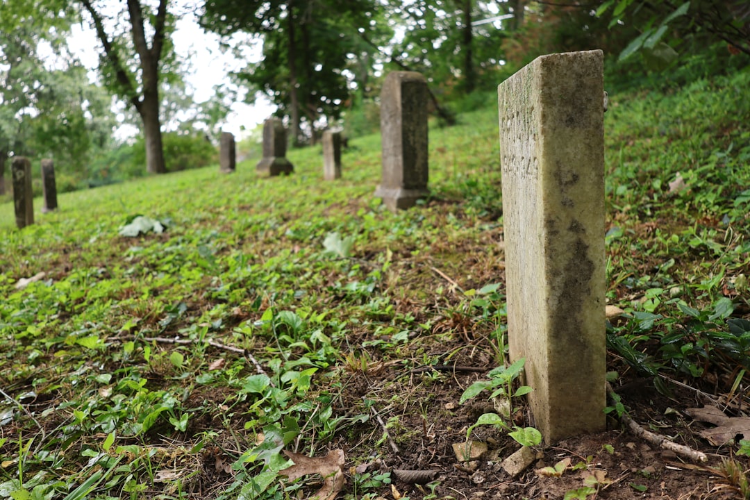 a-group-of-headstones-sitting-in-the-grass-ifrgvnetaaq